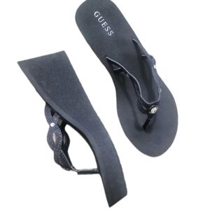 New Guess Y2k Black Platform Thong Flip Flops.